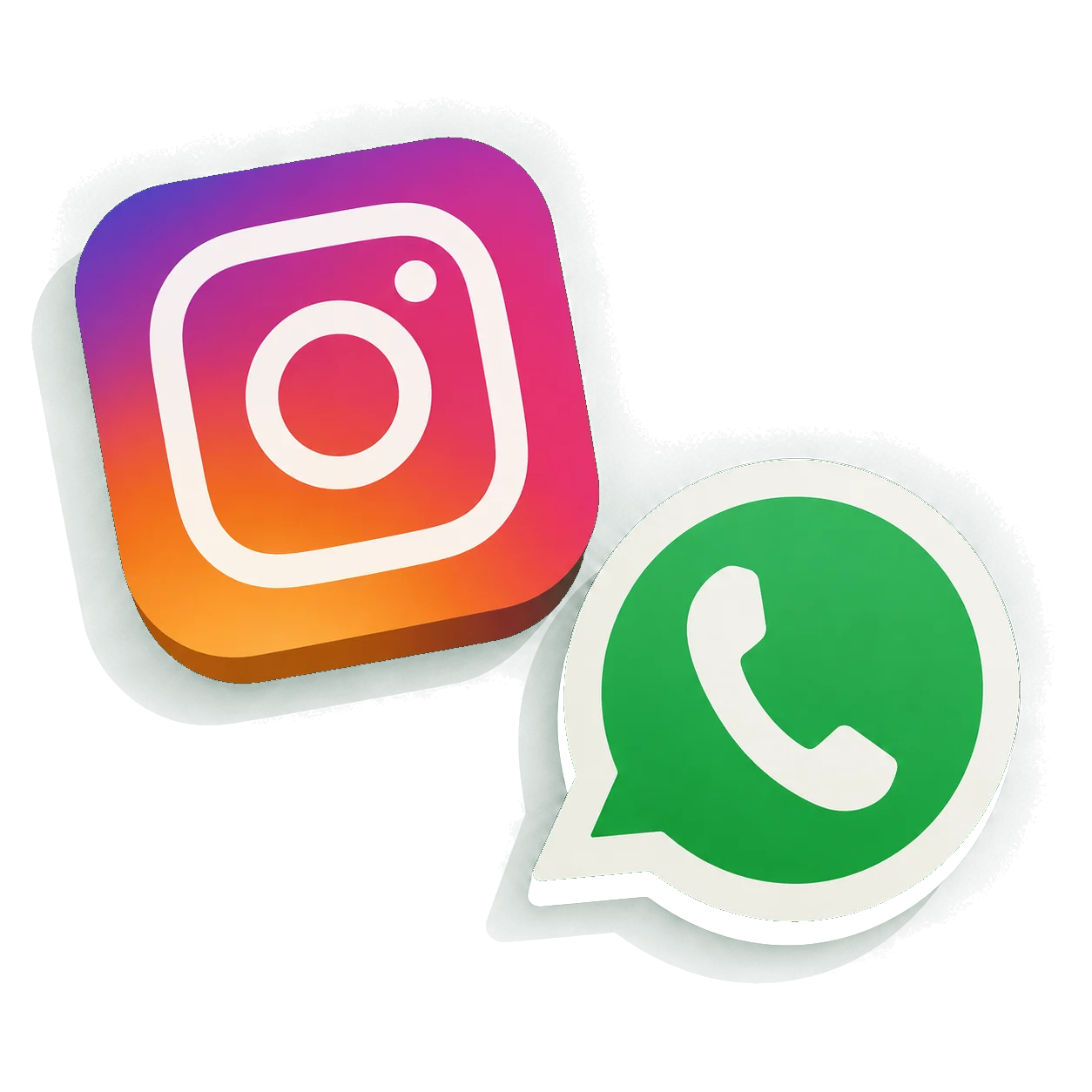 Iconos de Instagram y WhatsApp sin fondo y con sombras para Aprender Sin Calor